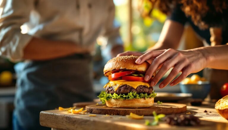 Recette de burger maison à la poêle avec préparation gourmande
