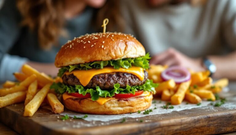 Recette de burger maison Jamie Oliver illustrant un plat savoureux fait maison