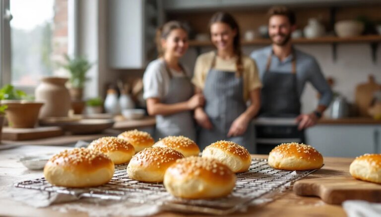 Recette de pain burger maison préparée avec de la levure fraîche