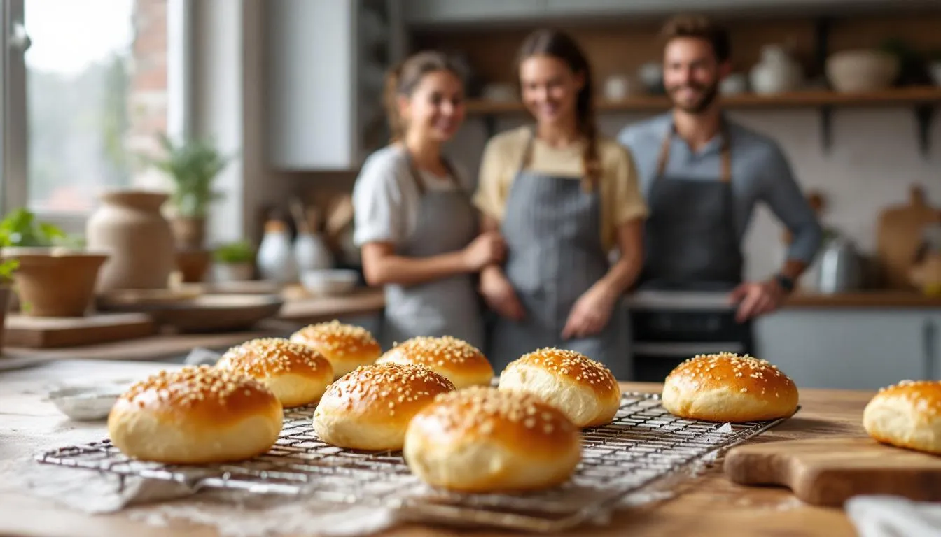 Recette de pain burger maison préparée avec de la levure fraîche