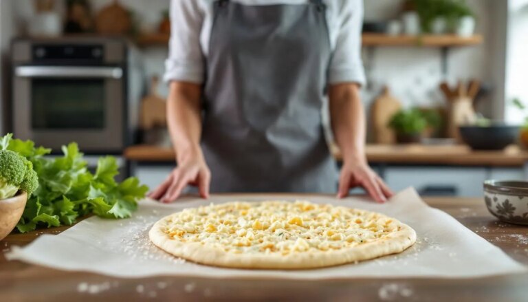 Recette de pâte à pizza keto au chou-fleur, version faible en glucides