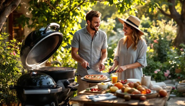 Recette de pizza au barbecue Weber cuite sur un gril à charbon
