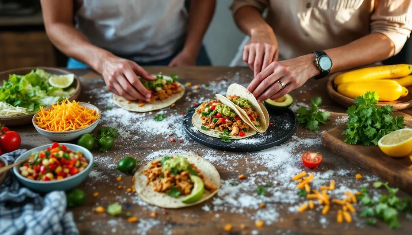 Recette mexicaine des tacos au poulet avec plat traditionnel savoureux