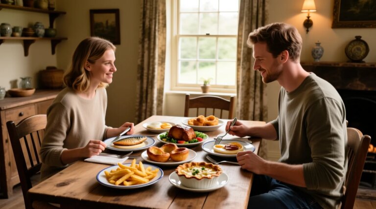 Plats traditionnels anglais présentés avec des recettes classiques britanniques