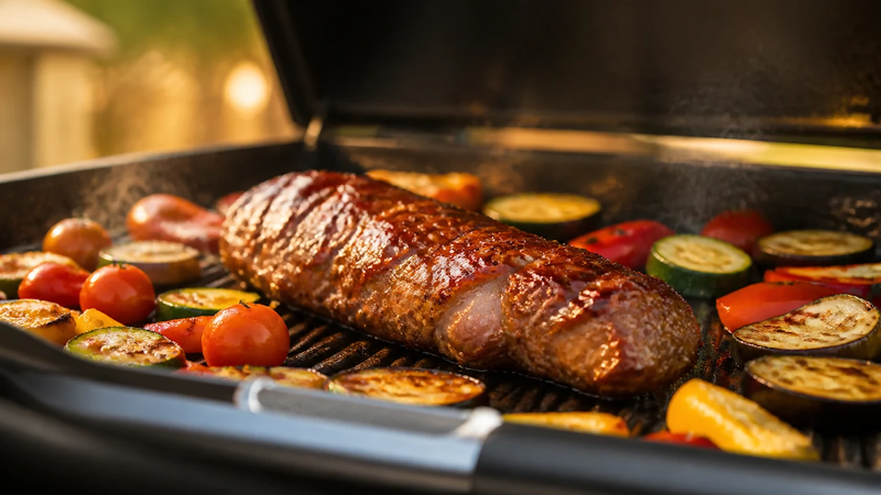 filet mignon mariné en cuisson sur le barbecue