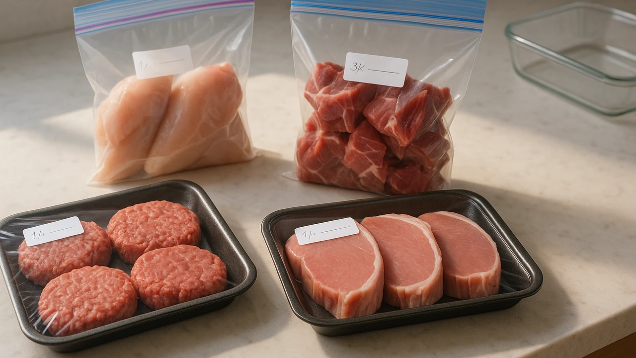 préparation de portions de viande fraîche avant rangement ou congélation